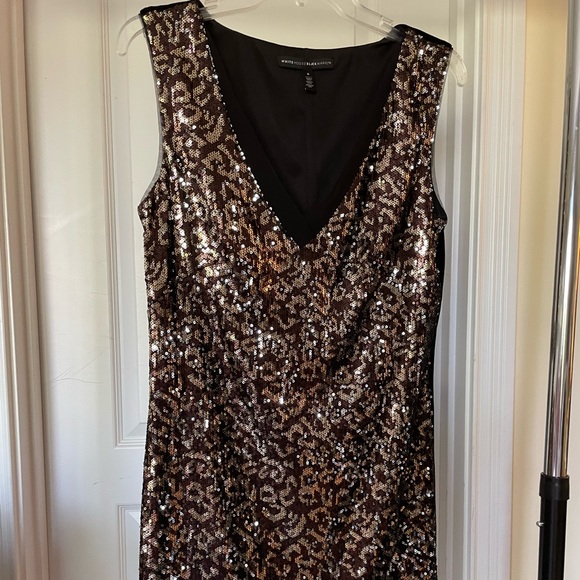 WHBM Leopard-Sequin Shift Dress - Size 8 - Picture 3 of 9
